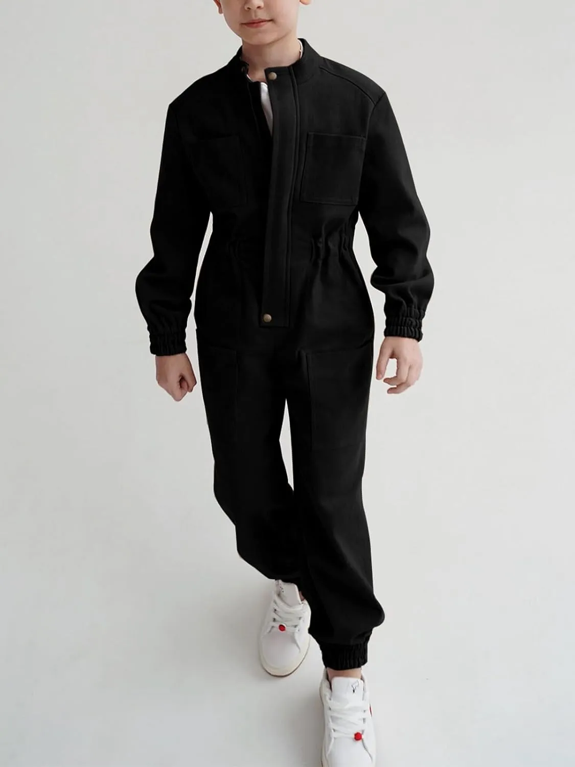 Haloumoning Kids Coveralls Boys Long Sleeve Jumpsuit Zip Up Flight Suit with Pockets 5-14 Years