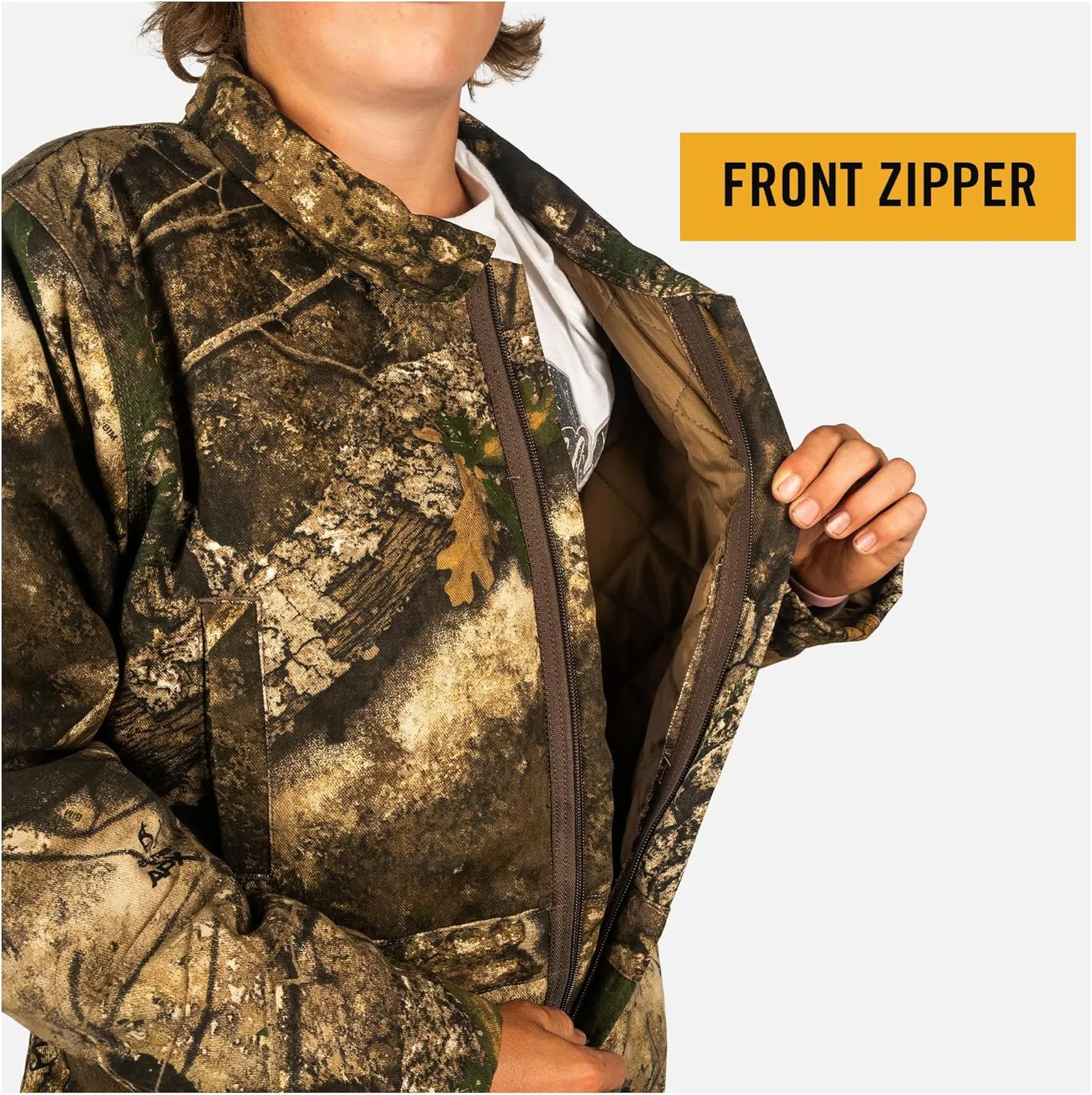 HOT SHOT Youth Camo Hunting Bib, Insulated Camouflage Twill Coverall, Comfortable Kids Hunting Clothes