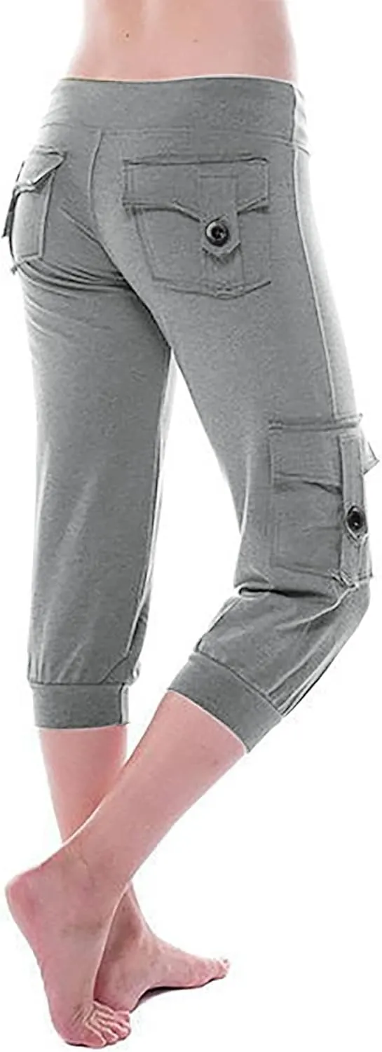 Hvyesh Capri Pants for Women Summer 2025 Capri Leggings with Pockets High Wasit Stretch Casual Capris Womens Capri Joggers