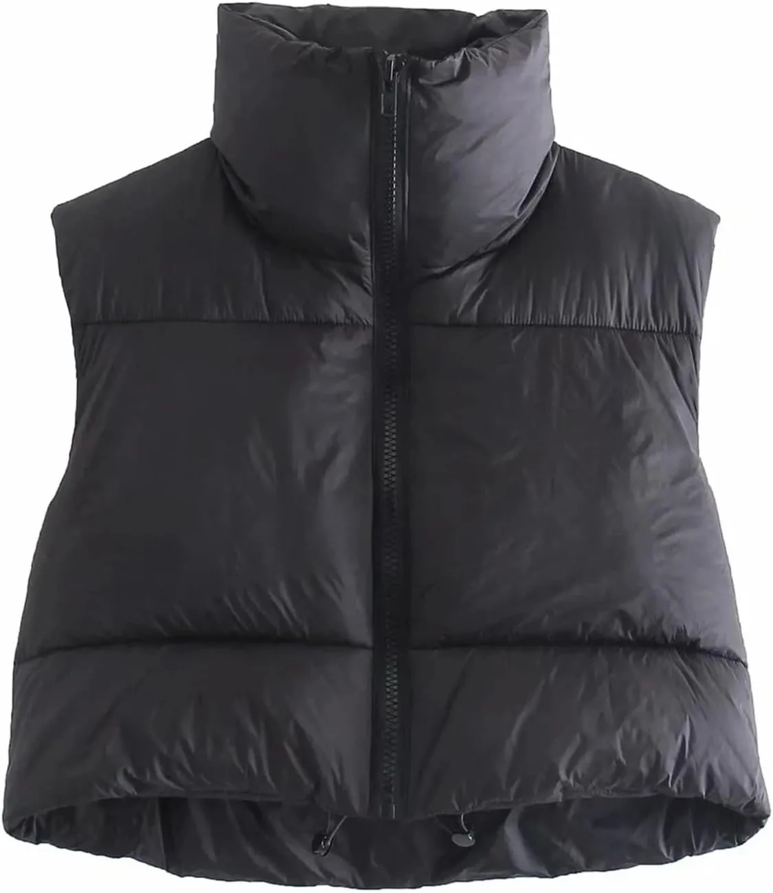 Hvyesh Women's Cropped Puffer Vest Winter Jackets Full Zip Stand Collar Sleeveless Cotton Padded Bubble Lightweight Outwear
