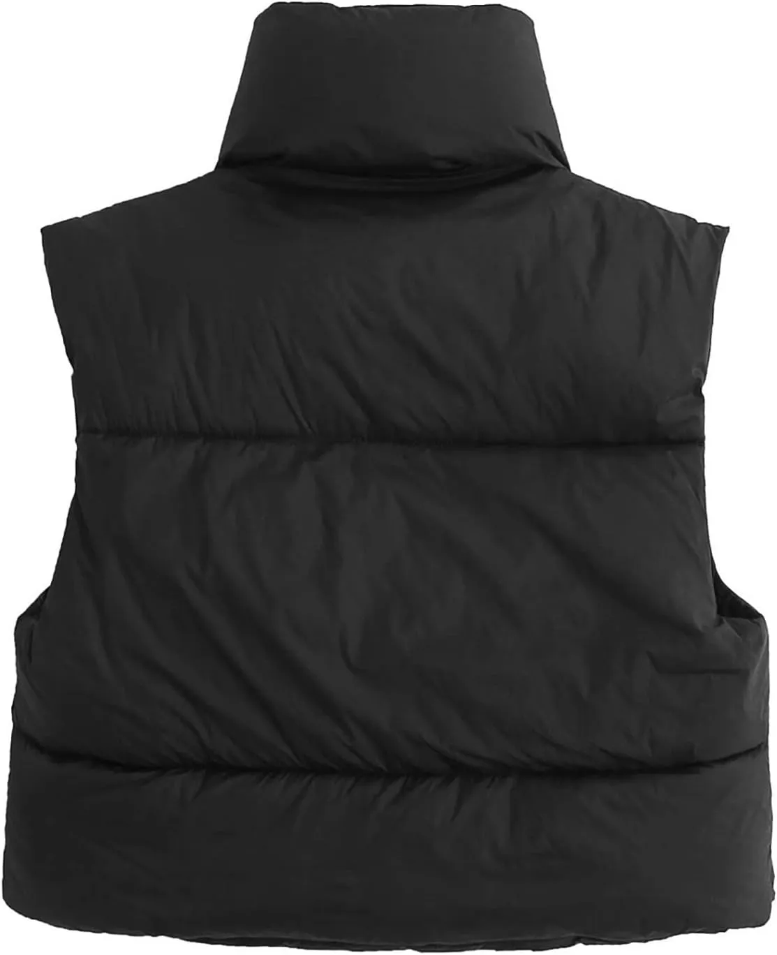 Hvyesh Women's Cropped Puffer Vest Winter Jackets Full Zip Stand Collar Sleeveless Cotton Padded Bubble Lightweight Outwear