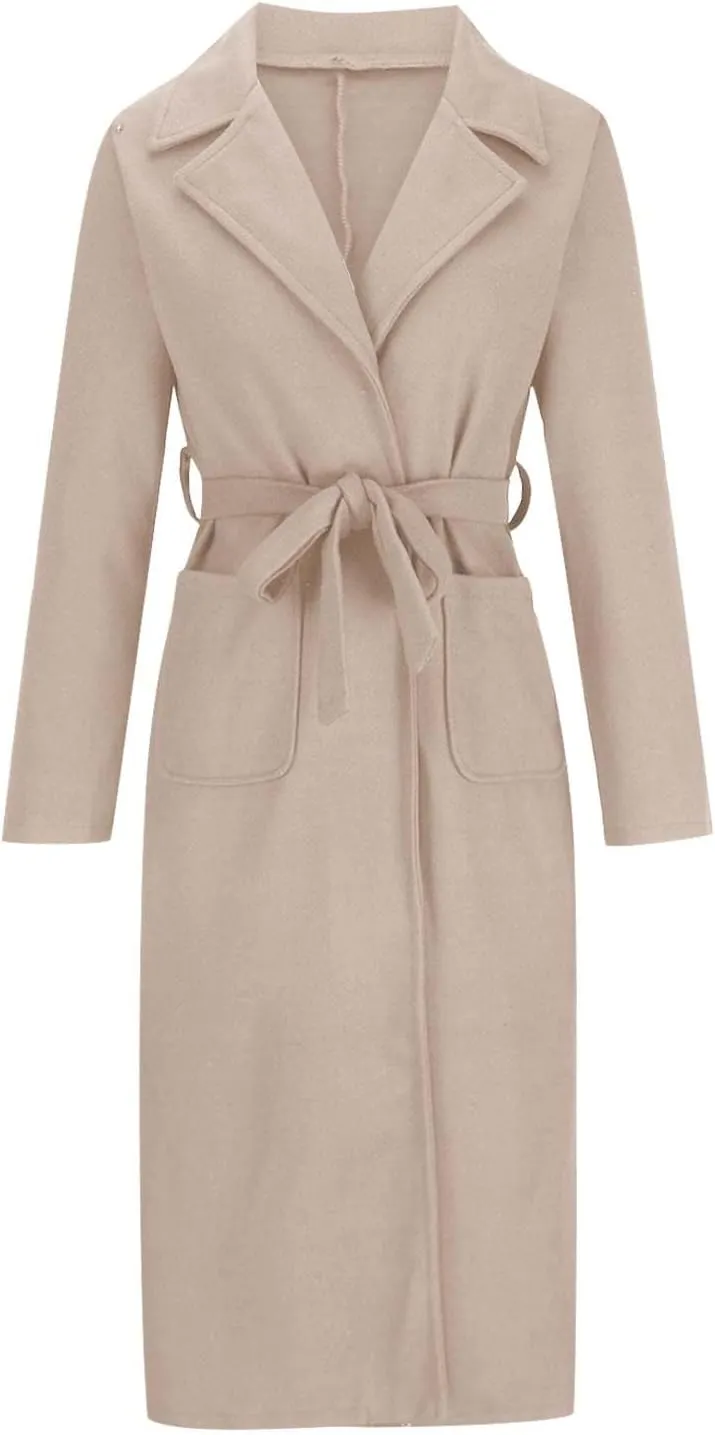 Hvyesh Women's Wool Blend Jackets 2024 Winter Trendy Mid Long Warm Trench Pea Coats Dressy Casual Double Breasted Overcoat