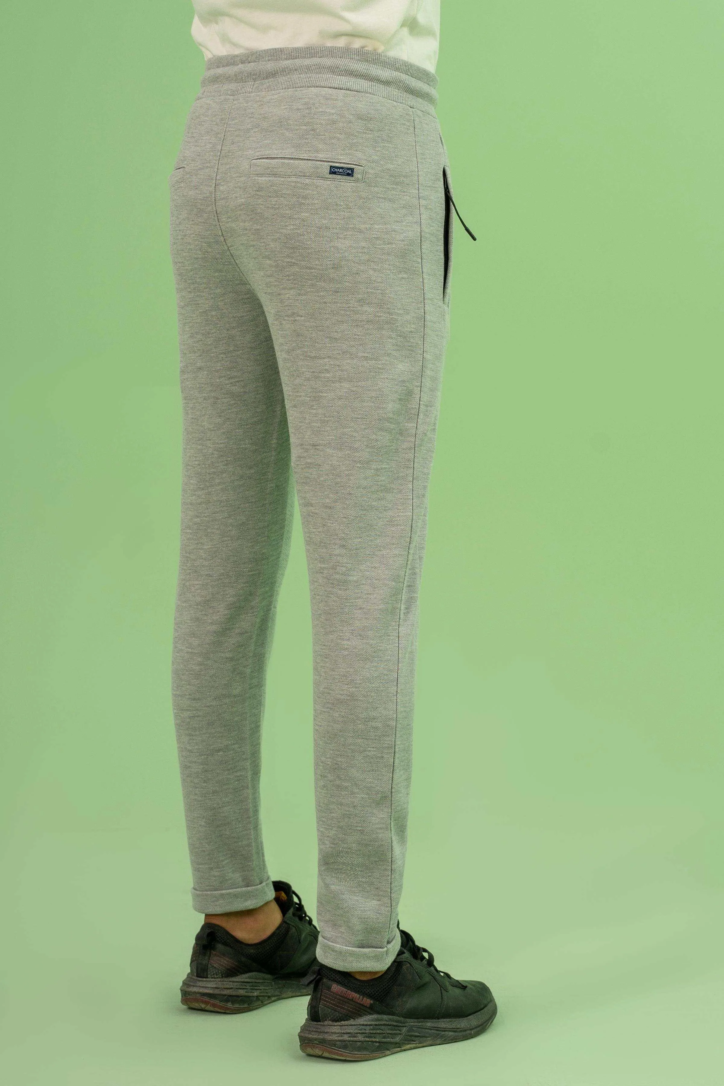 INTERLOCK JOGGER WAIST SLIM TROUSER GREY MELANGE
