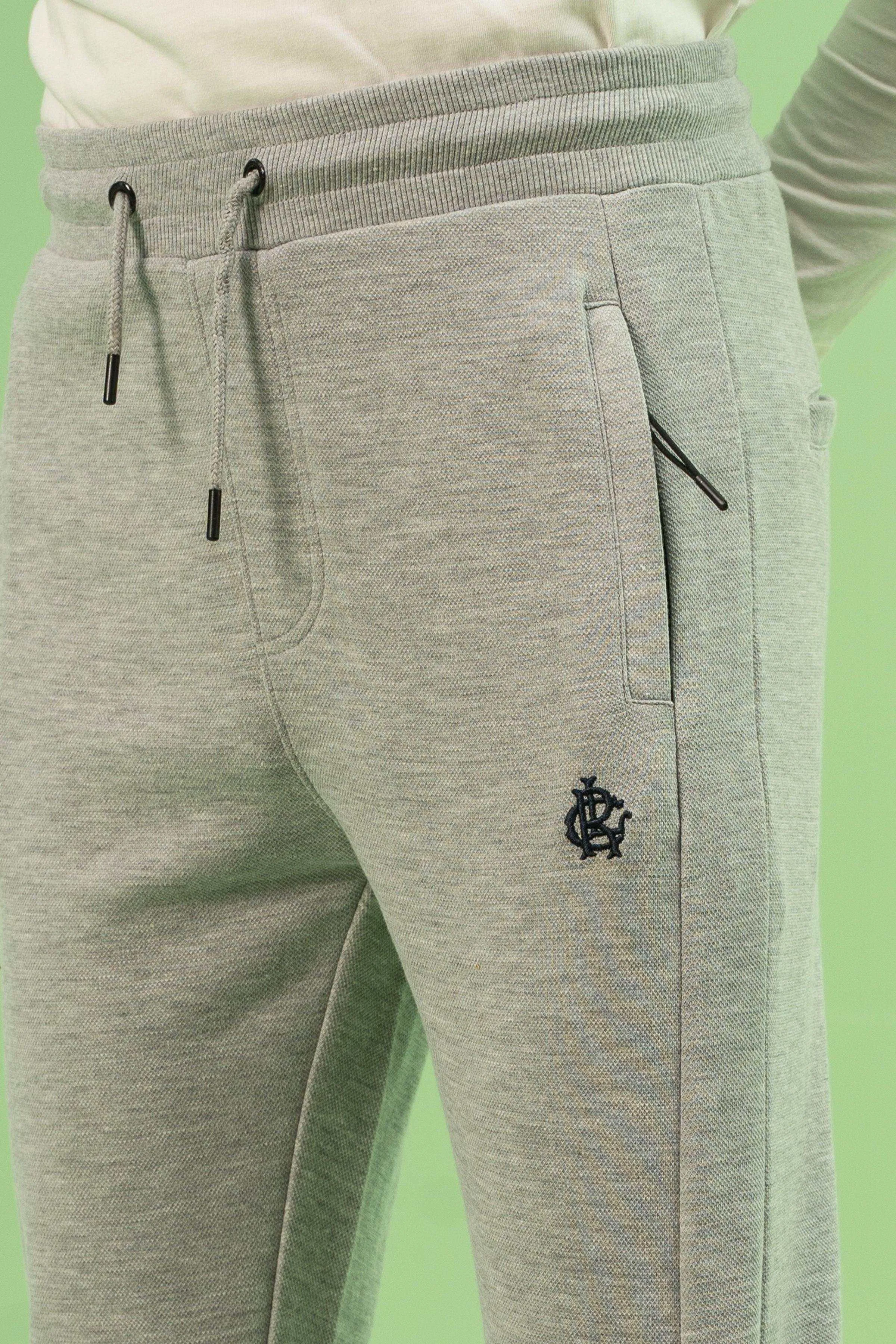 INTERLOCK JOGGER WAIST SLIM TROUSER GREY MELANGE