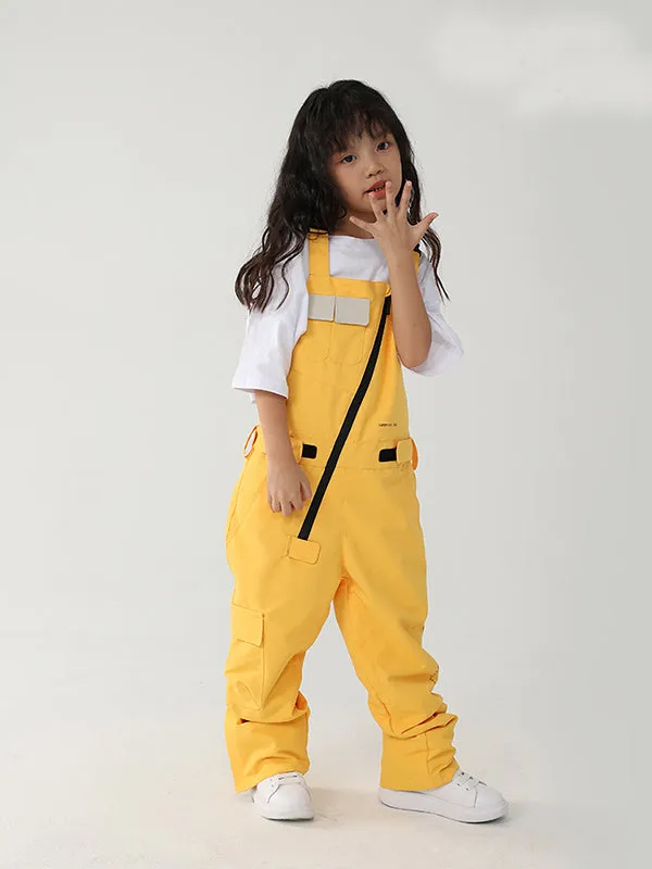 Kid's Air Pose Oblique Zipper Cargo Snow Bibs Pants