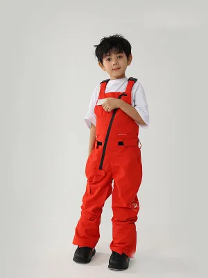 Kid's Air Pose Oblique Zipper Cargo Snow Bibs Pants