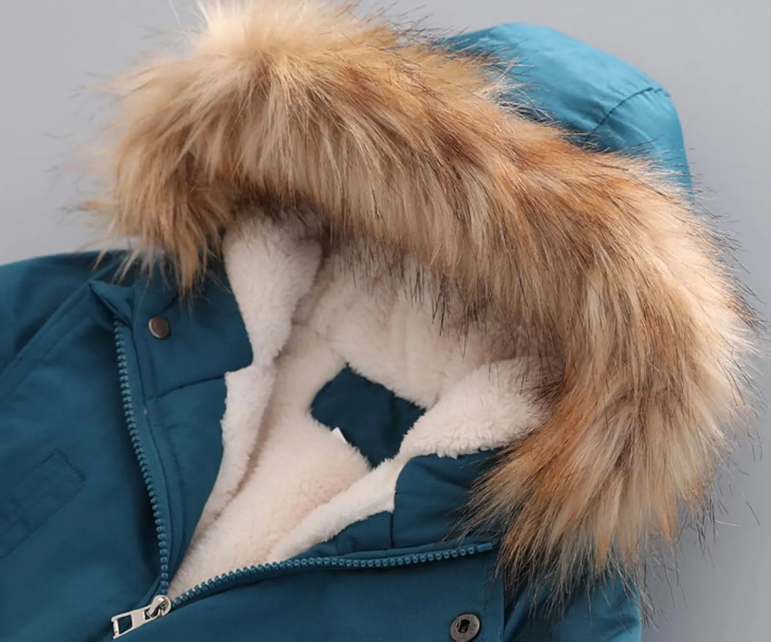 Kids Solid Color Down Coat for Boys Girls Zipper Open Front Fleece Hooded Cute Cotton padded Jacket Tops