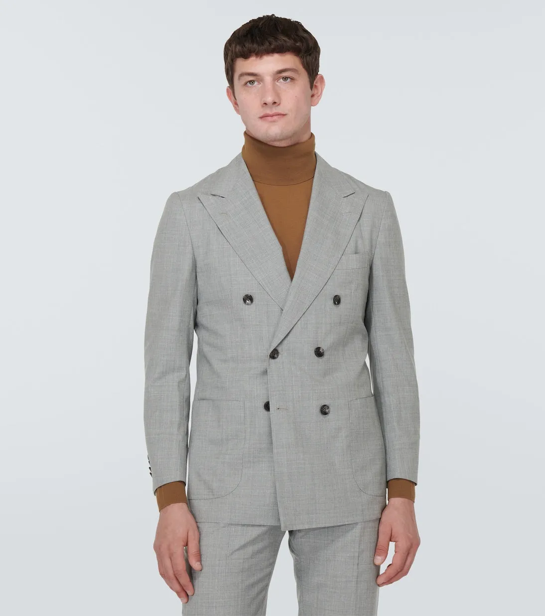 Kiton double-breasted wool jacket, gray