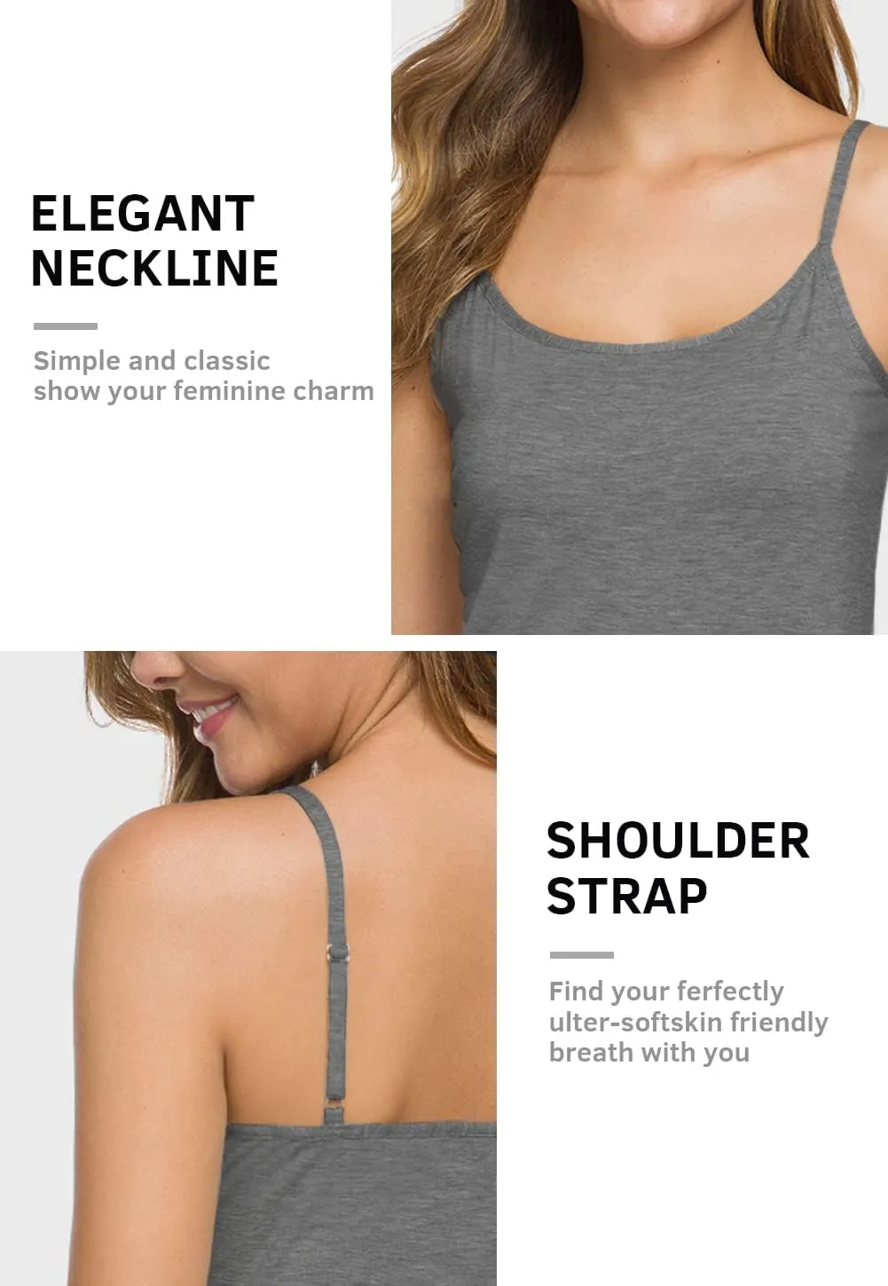 Knuffnee Women Camisoles Spaghetti Strap Tank Top Basic Cami Undershirt 4 Pack