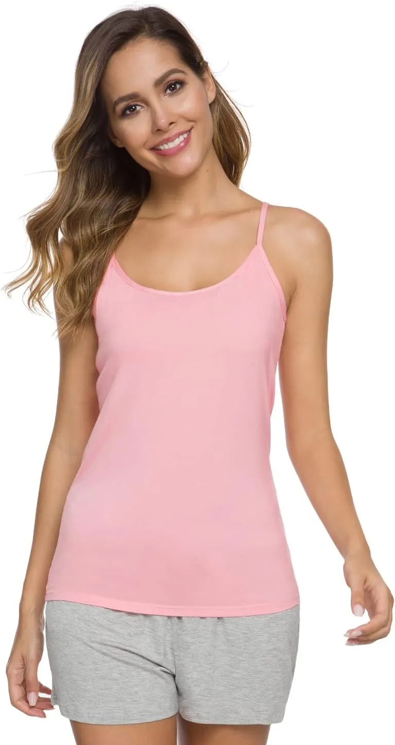 Knuffnee Women Camisoles Spaghetti Strap Tank Top Basic Cami Undershirt 4 Pack