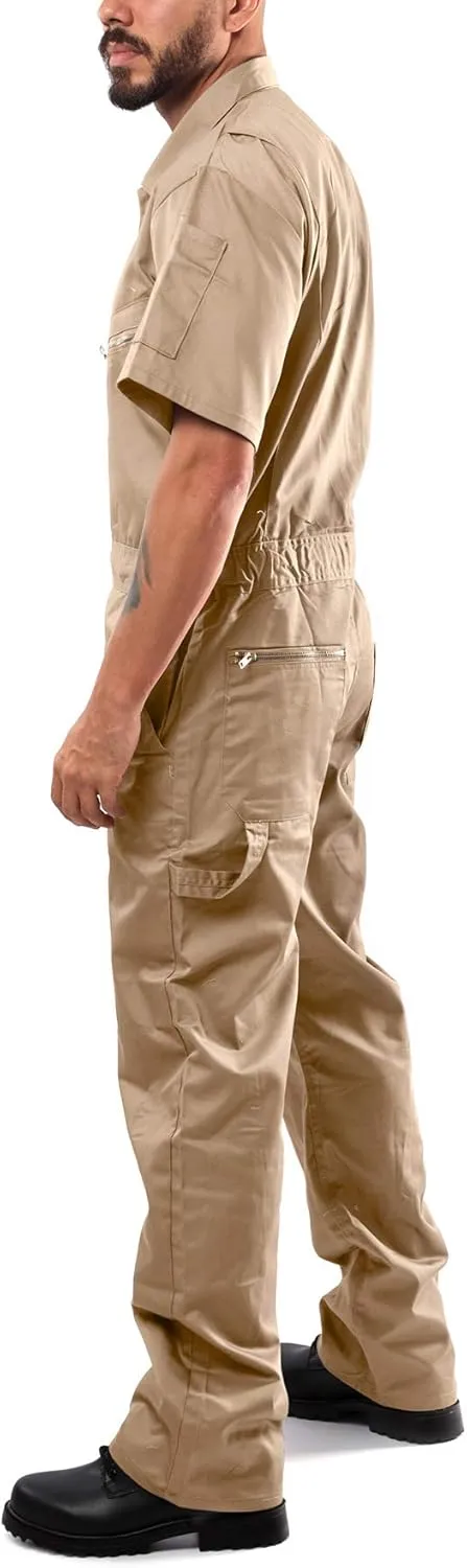 Kolossus Coveralls for Men Short Sleeve  Blended  Zippered  Pockets  Jumpsuit for Men