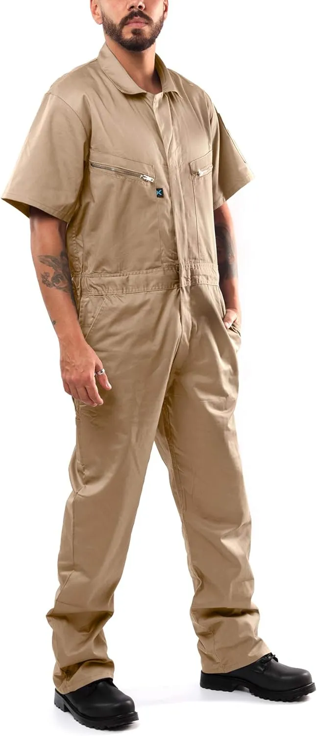 Kolossus Coveralls for Men Short Sleeve  Blended  Zippered  Pockets  Jumpsuit for Men