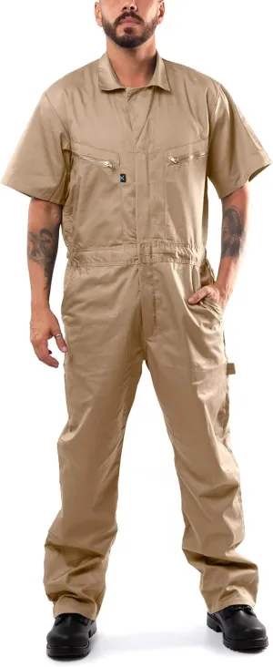 Kolossus Coveralls for Men Short Sleeve  Blended  Zippered  Pockets  Jumpsuit for Men