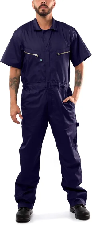 Kolossus Coveralls for Men Short Sleeve  Blended  Zippered  Pockets  Jumpsuit for Men