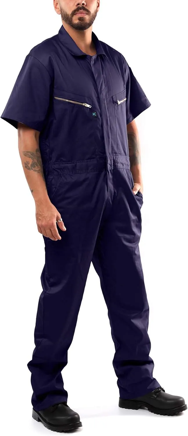 Kolossus Coveralls for Men Short Sleeve  Blended  Zippered  Pockets  Jumpsuit for Men