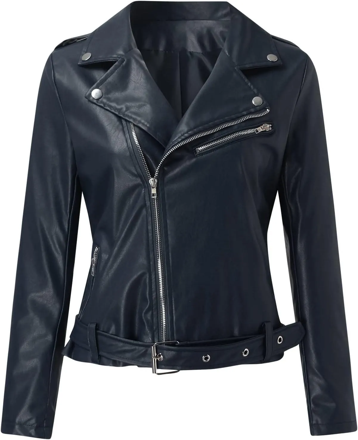 LCMTWX Leather Jacket Full Zip Snap Stand Collar Long Sleeve Outwear Cool Slim Jacket Coat for Vacation Brown Jacket Biker