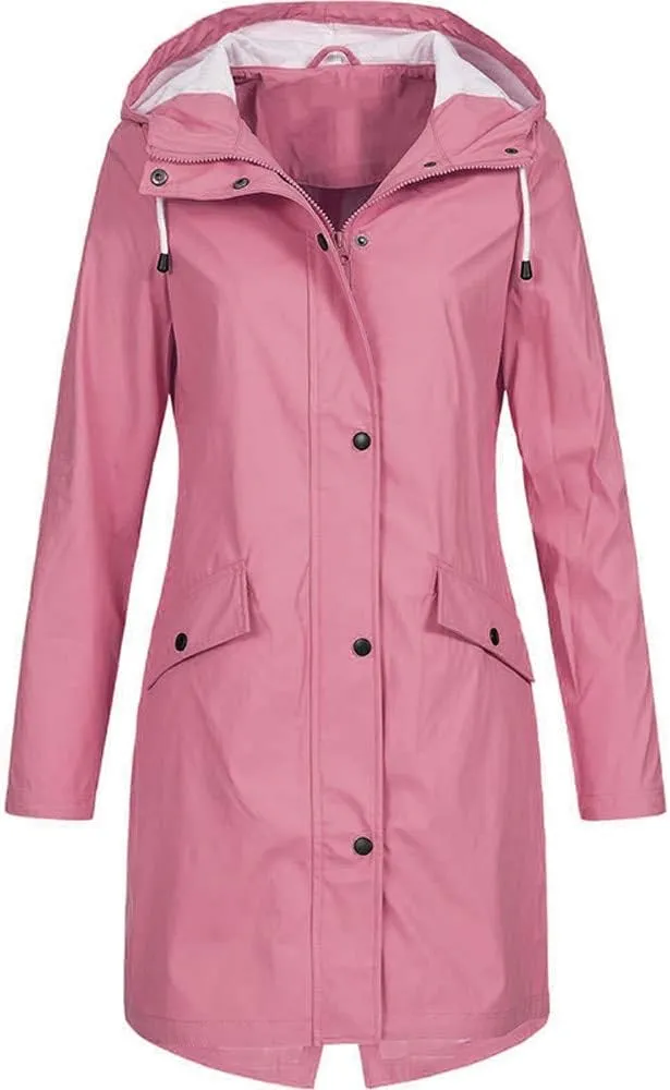 LCMTWX Womens Fleece Lined Raincoat Overcoat Casual Winter Slim Women's Coat Hooded Trench Coats Rain Jacket Womens With