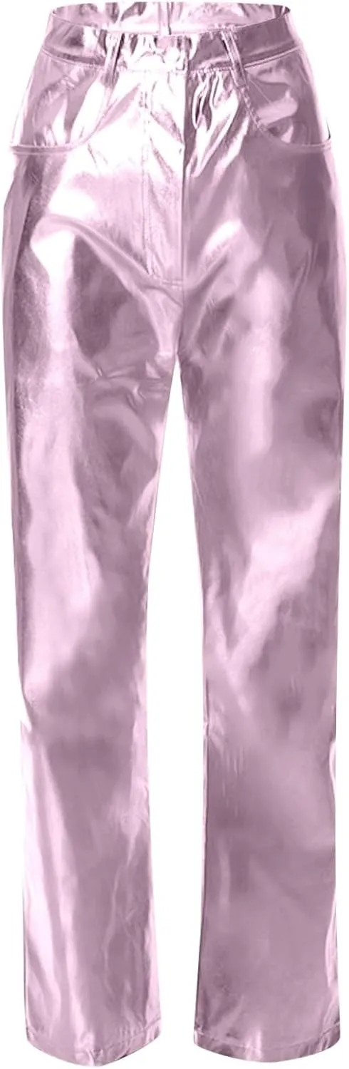 Leather Pants Women Oversized Wide Leg High Rise Stacked Faux Leather Pants Styling Skinny Petite Leather Joggers