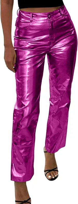 Leather Pants Women Oversized Wide Leg High Rise Stacked Faux Leather Pants Styling Skinny Petite Leather Joggers