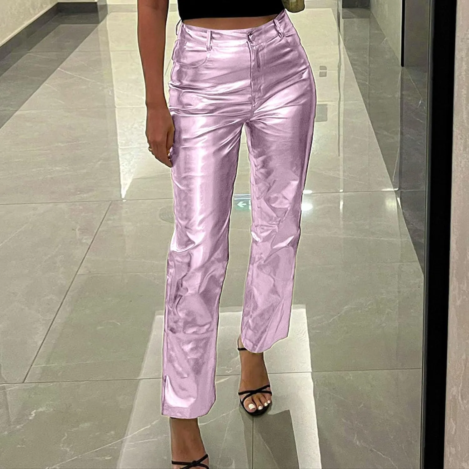 Leather Pants Women Oversized Wide Leg High Rise Stacked Faux Leather Pants Styling Skinny Petite Leather Joggers