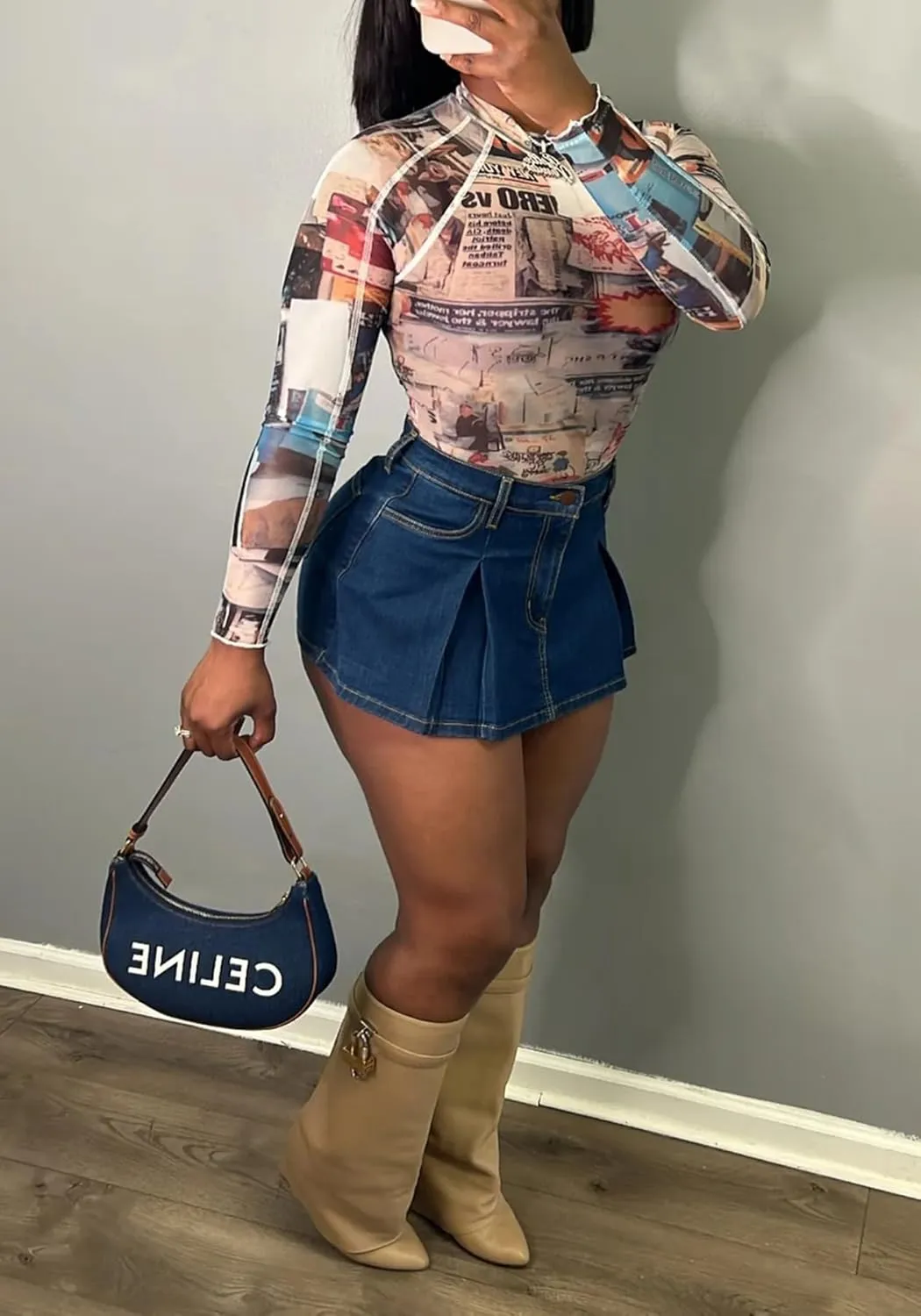 LETSVDO Women's Denim Skorts Skirts High Waisted Y2k Pleated Ruffle A Line Frayed Flare Sexy Jean Mini Skirt Shorts
