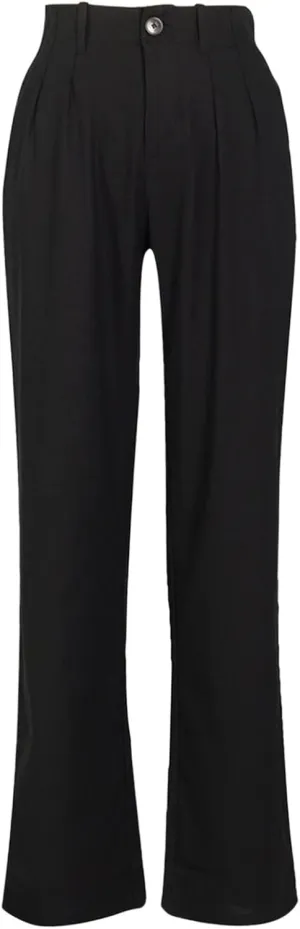 Linen Pants for Women Tall Summer Plus Size Linen Palazzo Pants High Rise Flowy Casual Beach Pants with Pockets
