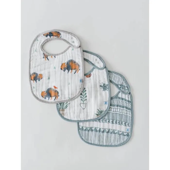 Little Unicorn Cotton Muslin Classic Bib 3-Pack Watercolor Rose
