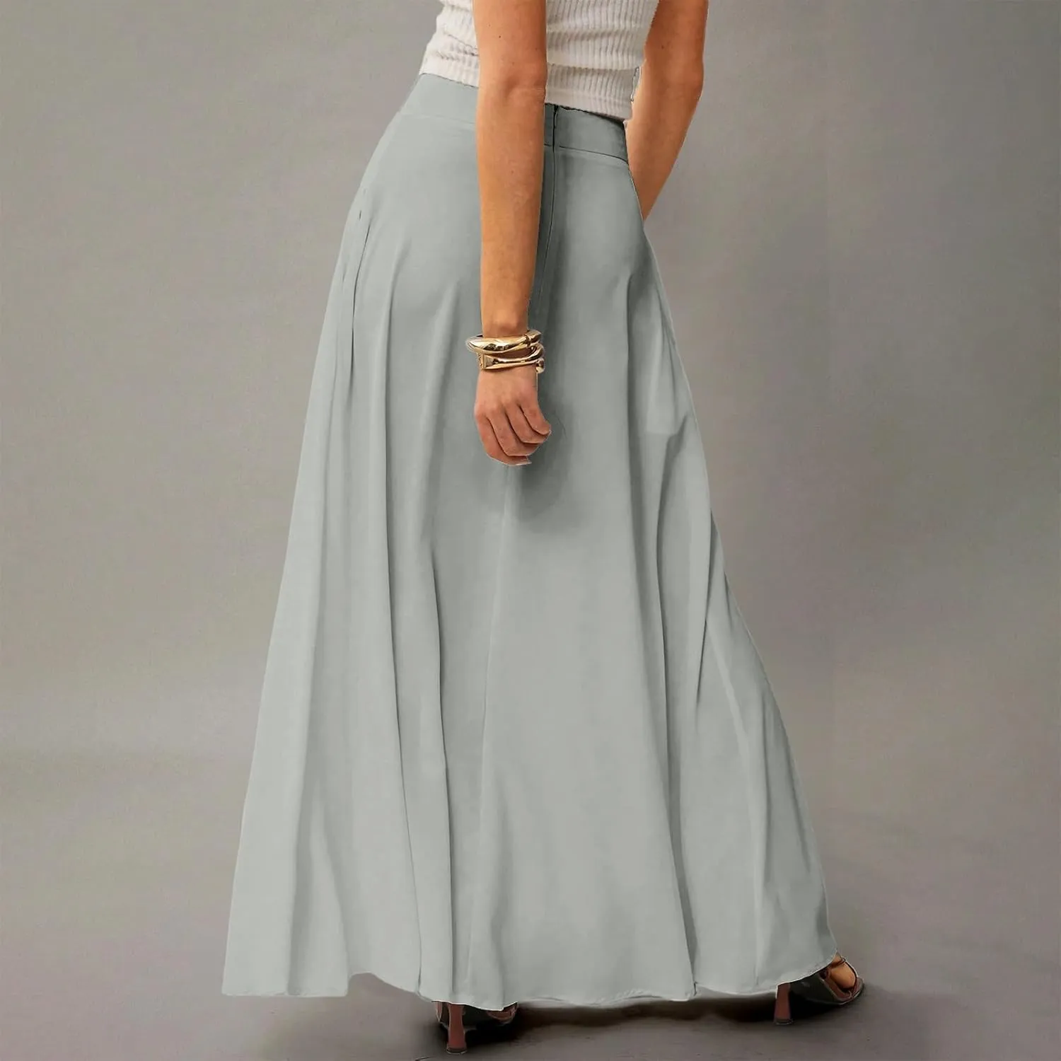 Long Skirts for Women Floral Boho High Waisted Maxi Skirts with Pockets Flowy Beach Vacation Casual A Line Skirt