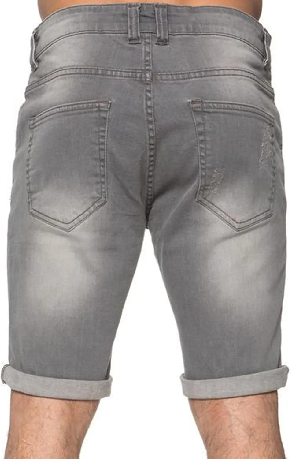 Maiyifu-GJ Men's Slim Fit Ripped Jeans Short Distressed Washed Straight Denim Short-Pant Fashion Stretch Jean Shorts