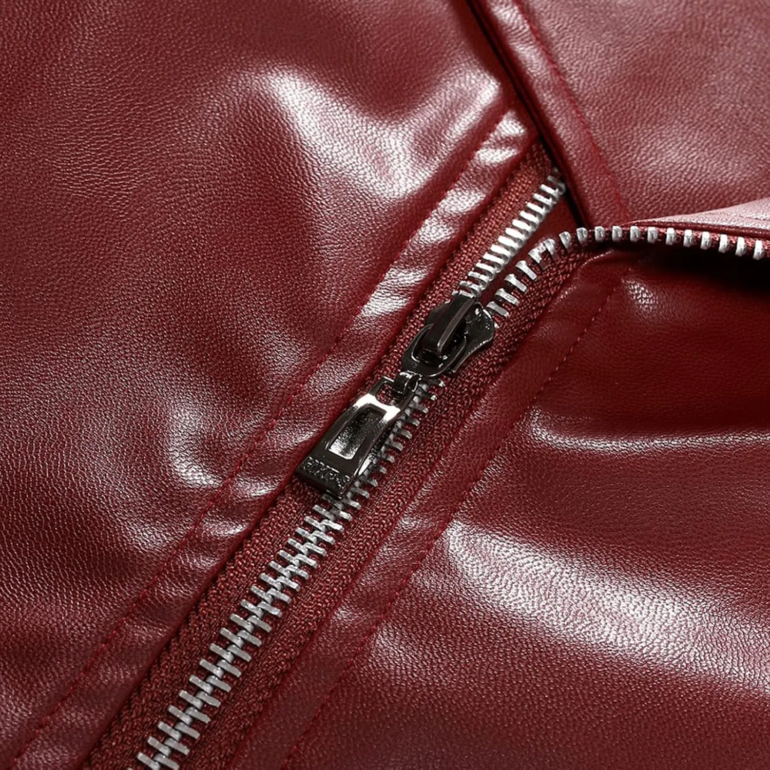 Men Faux Leather Jacket Vintage Asymmetric Zip Biker Jackets Fall Winter Lightweight Coat Long Sleeve Outerwear