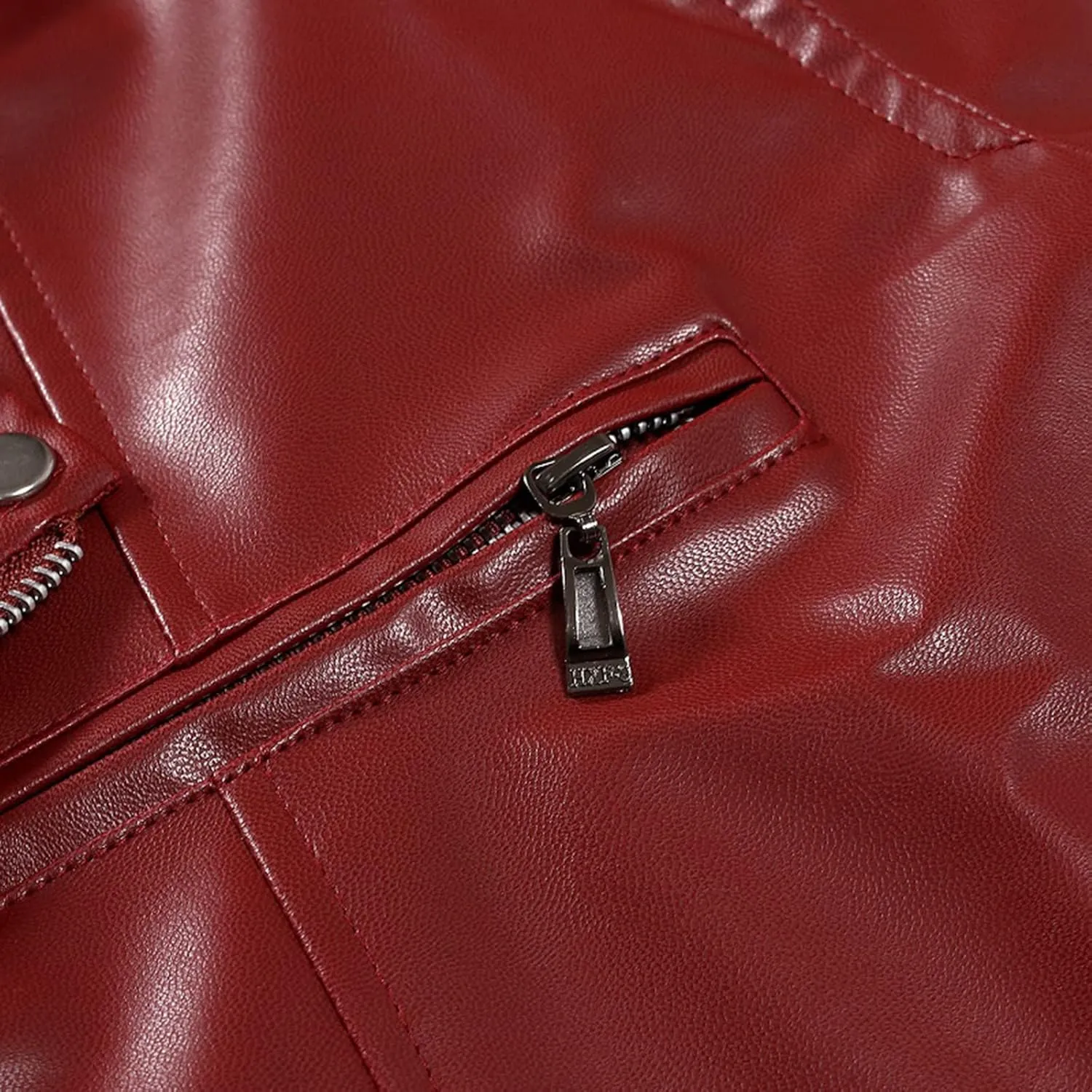 Men Faux Leather Jacket Vintage Asymmetric Zip Biker Jackets Fall Winter Lightweight Coat Long Sleeve Outerwear