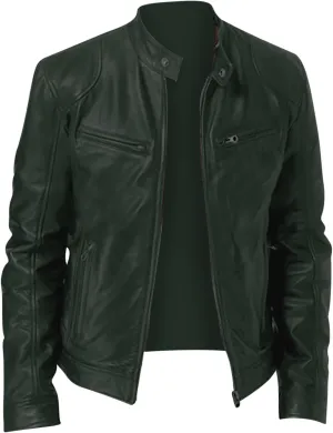 Men Faux Leather Zip Up Jacket Stand Collar Leather Motorcycle Jacket Lightweight Bomber Outwear PU Coat with Pockets