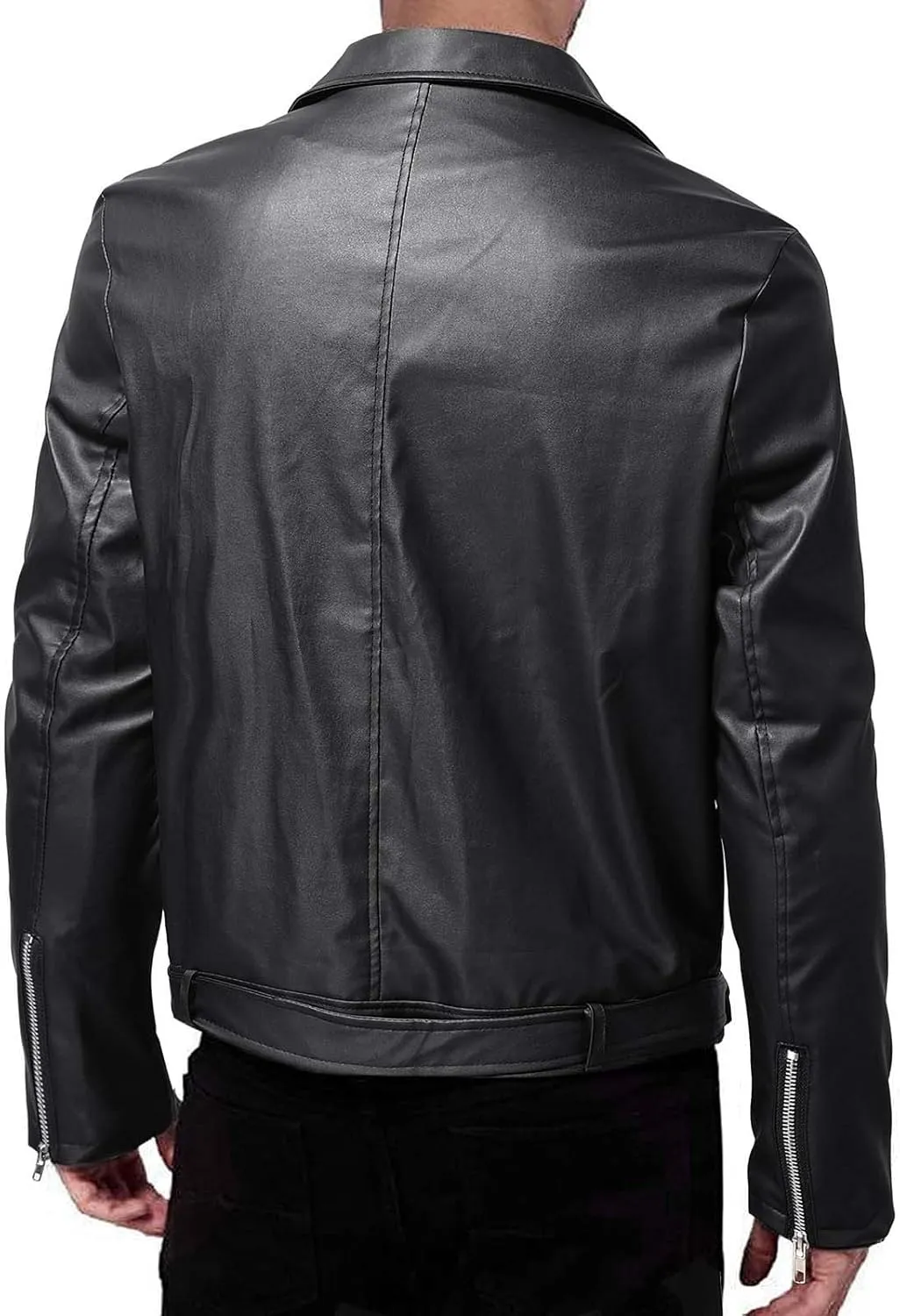 Men Leather Jacket Casual Solid Coat Simple Sports Zipper Coat Jacket Motorcycle Lightweight Faux Leather Outwear