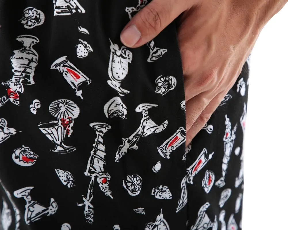 Mens and Women's Baggy Printed Chef Pants Kitchen Uniforms with Elastic Waist Floral Restaurant Work Pants