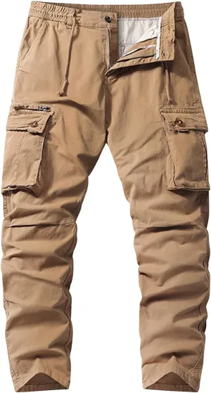 Men's Casual Cargo Pants Cotton Lightweight Straight Pants