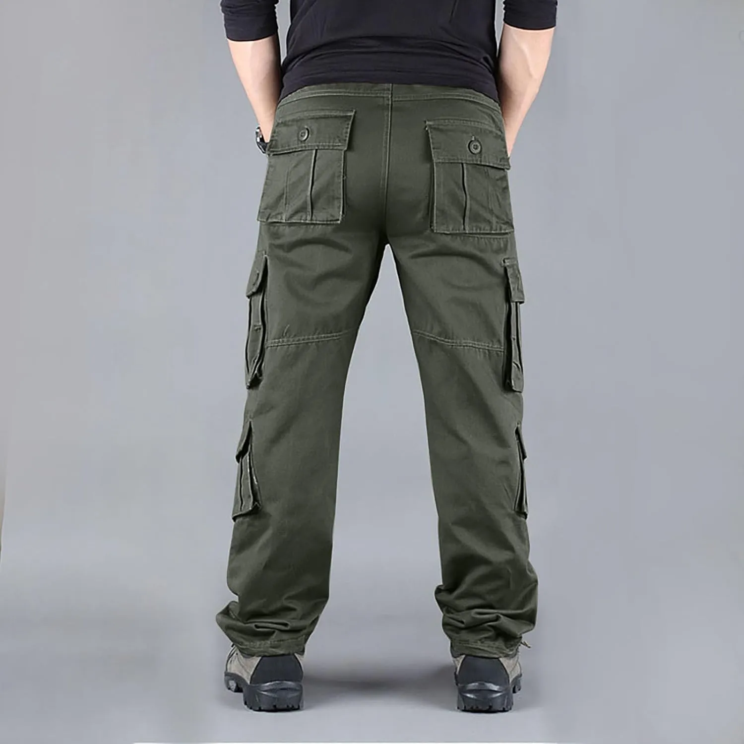 Men's Casual Cargo Pants Lightweight Hiking Work Elastic Waist Tactical Pants