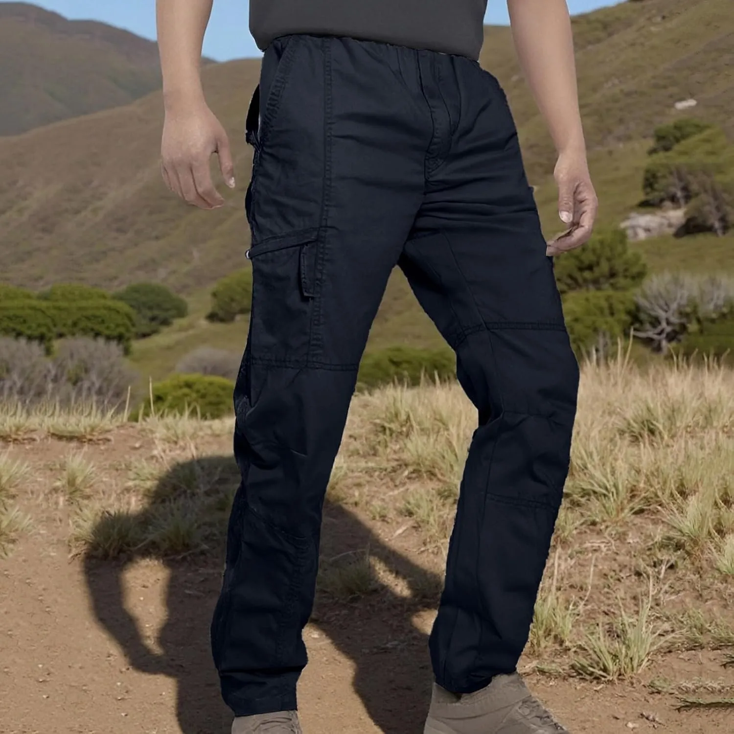 Men's Casual Cargo Pants Straight-Leg Slim Fit Pants