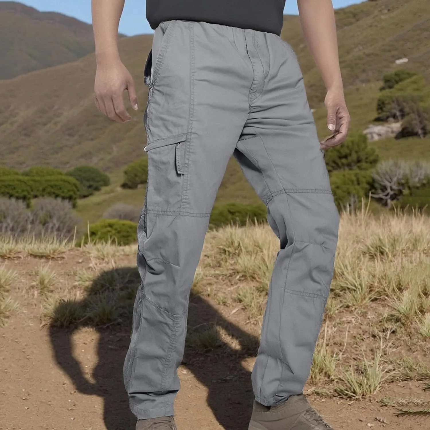 Men's Casual Cargo Pants Straight-Leg Slim Fit Pants