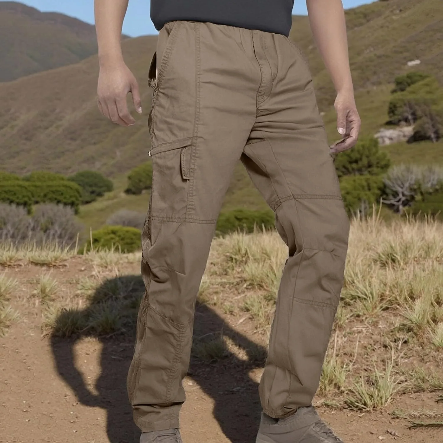 Men's Casual Cargo Pants Straight-Leg Slim Fit Pants