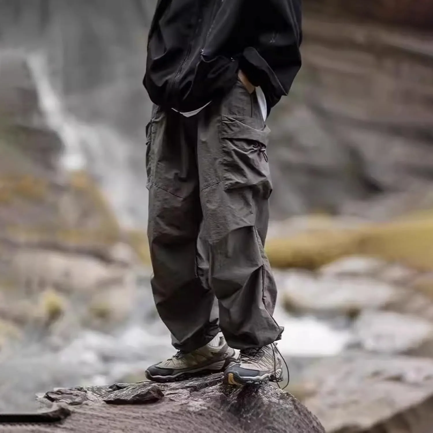 Men's Casual Loose Cargo Pants Multi-Pocket Lightweight Straight Pants