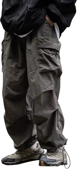 Men's Casual Loose Cargo Pants Multi-Pocket Lightweight Straight Pants