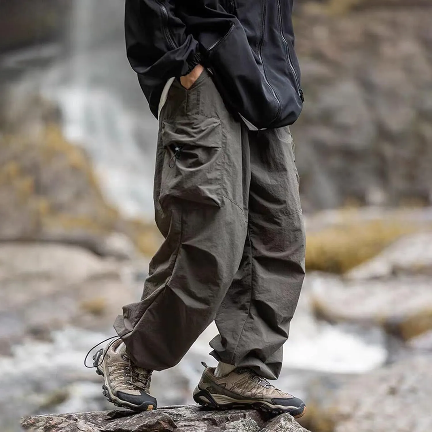 Men's Casual Loose Cargo Pants Multi-Pocket Lightweight Straight Pants