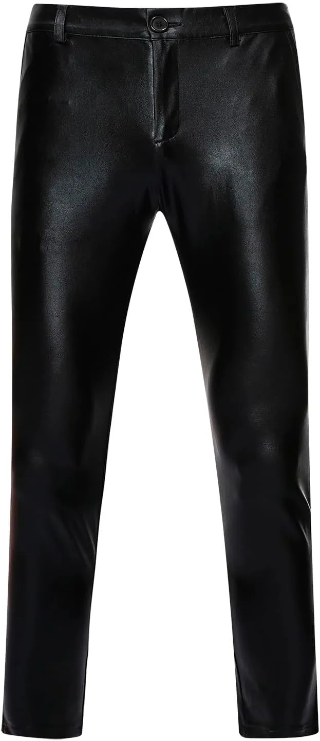 Men's Casual Pants Slim Fit Bright Color Sparkling Straight Leg Pants Personalized Fashion Formal Performance Pants