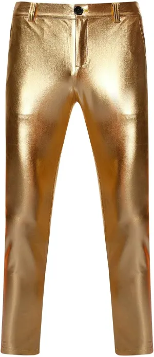 Men's Casual Pants Slim Fit Bright Color Sparkling Straight Leg Pants Personalized Fashion Formal Performance Pants