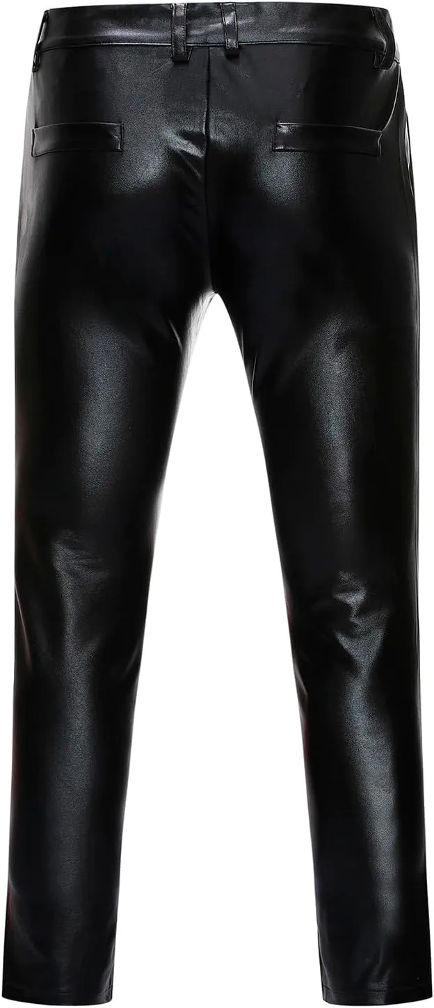 Men's Casual Pants Slim Fit Bright Color Sparkling Straight Leg Pants Personalized Fashion Formal Performance Pants