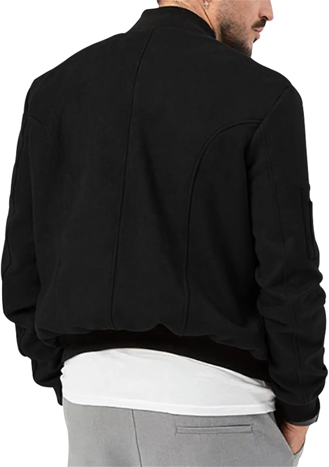 Men's Casual Suede Bomber Jacket Lightweight Snap Button Down Jackets Vintage Faux Leather Jacket for Men