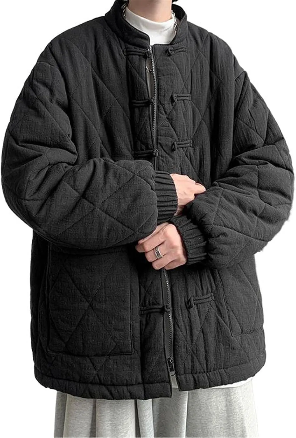 Men's Chinese Style Cotton Padded Coat - Winter Button-Up Coat - Zhongshan Suit Thickened Tang Suit Coat