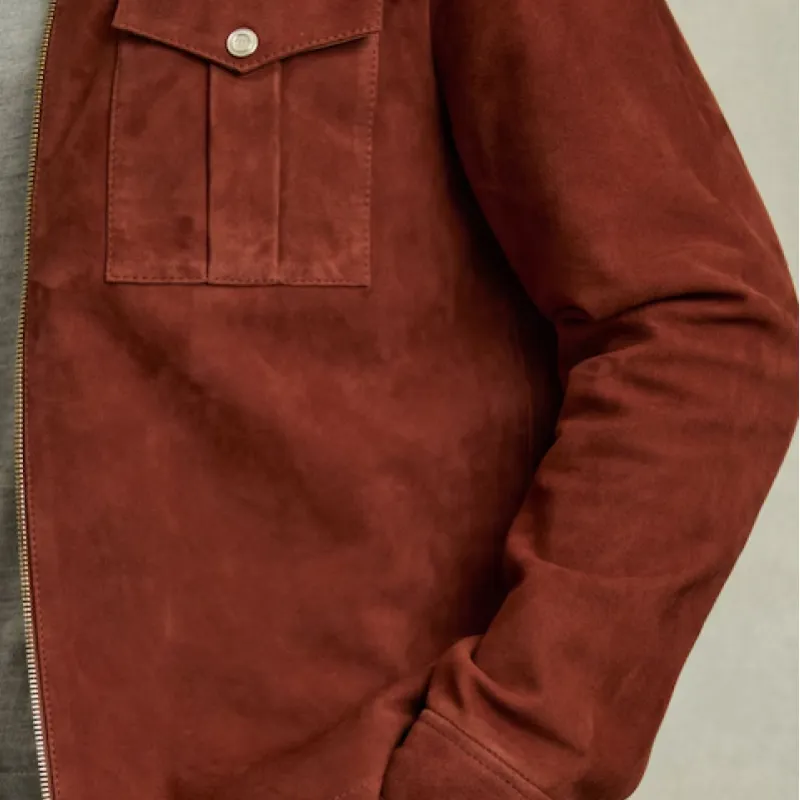 Men's Classic Casual Lapel Suede Jacket 93236119K