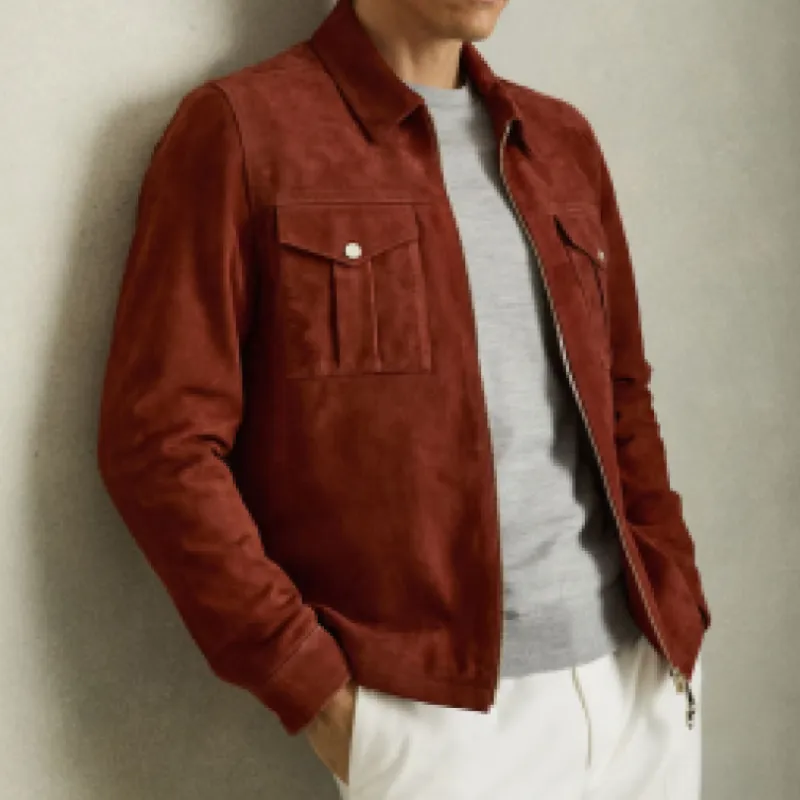 Men's Classic Casual Lapel Suede Jacket 93236119K