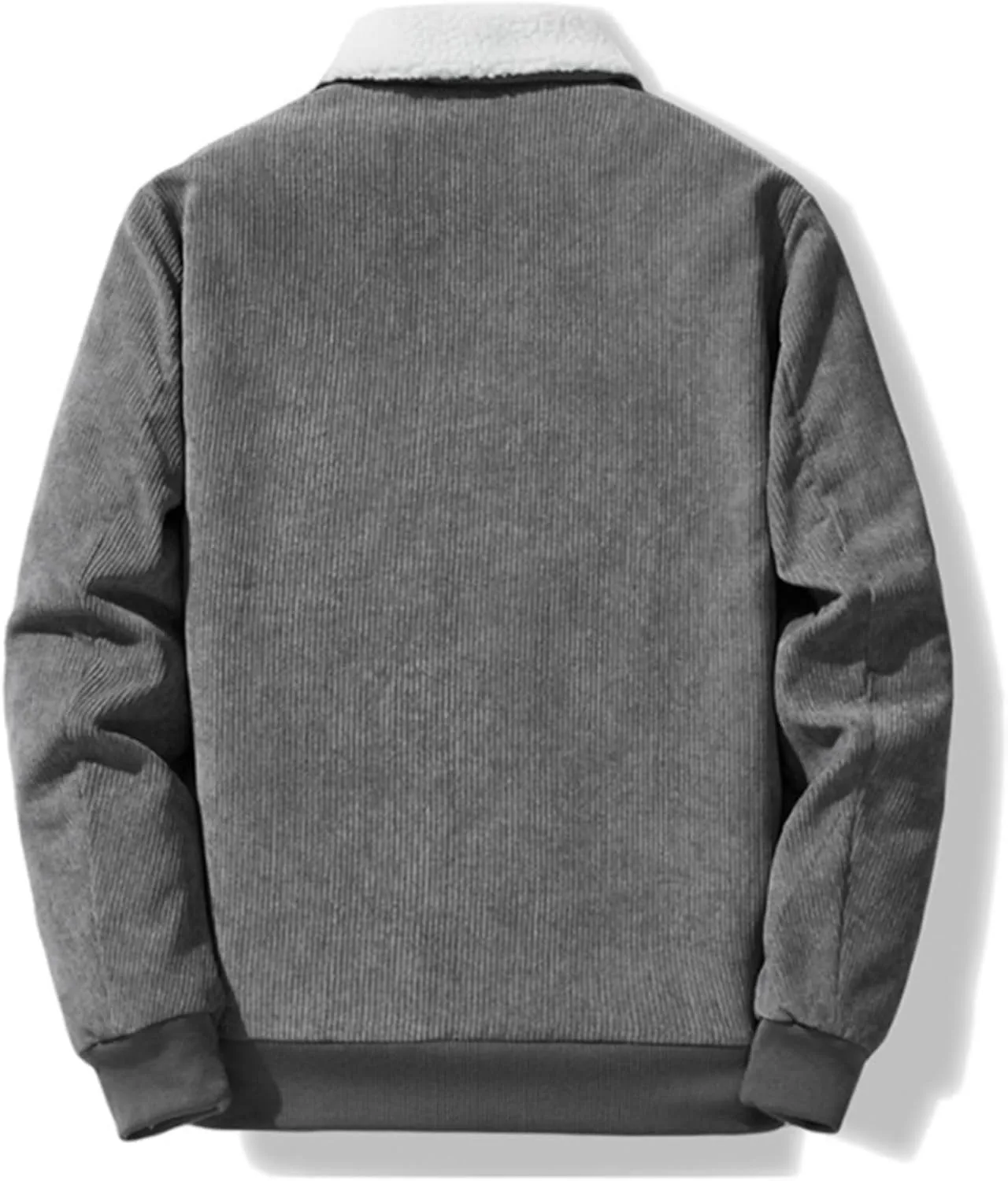Mens Corduroy Jacket Sherpa Lined Trucker Cotton Lapel Collar Button Down Jackets Warm Winter Casual Work Padded Coat